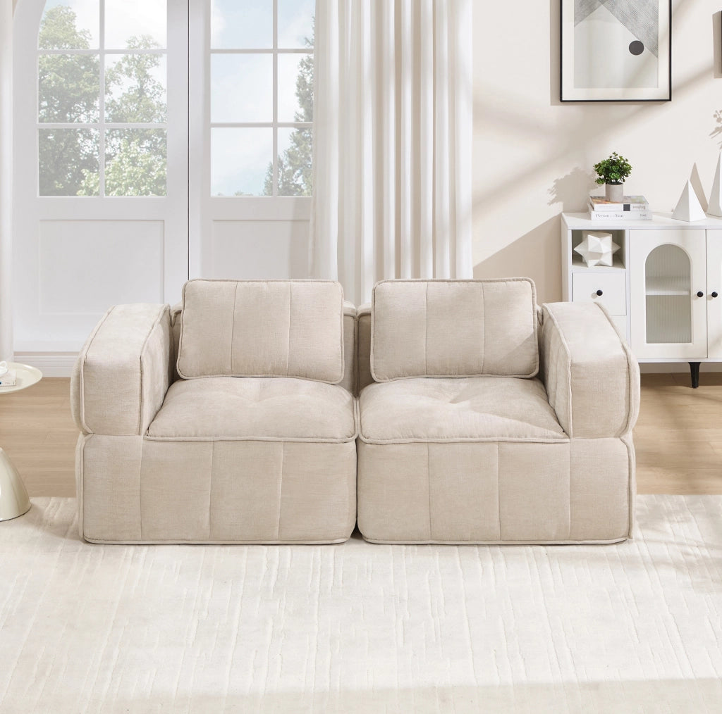 DIVANO Modulare Senza Telaio 198x93x67 cm Poliestere Beige
