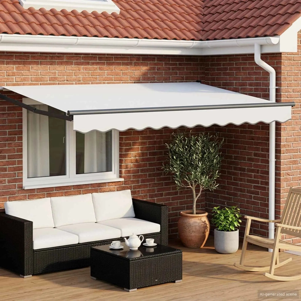 Tenda retrattile manuale con LED Bianco e Antracite 3,5 x 2 m 3419393