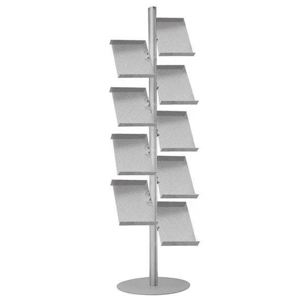 Porta depliant 9 ripiani inclinabili - Ripiani in Plexi