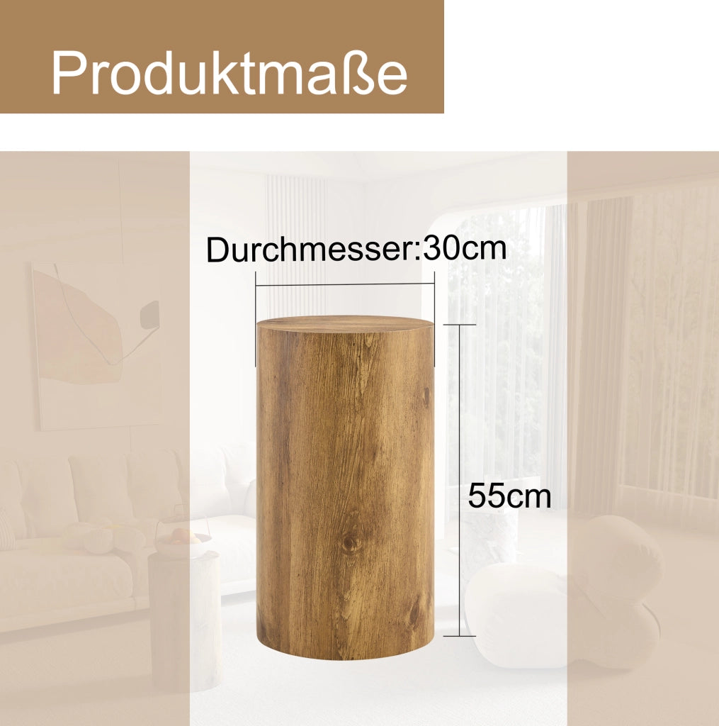 Tavolino rotondo in MDF effetto legno Ø 30 cm, altezza 55 cm, portata 90 kg