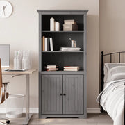 Libreria BODO 82x40x173 cm in Legno Massello di Pino Grigio 355058
