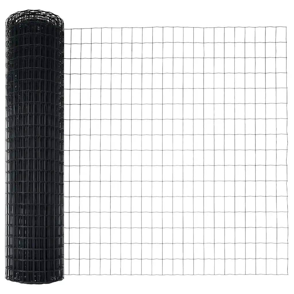Recinzione da Giardino | Recinzione con Posto Grigio 1 x 25 m Acciaio e PVC
