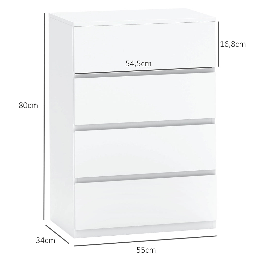 Cassettiera com¨° sideboard 4 cassetti ¨C Minimal ¨C bianco 55x33x80