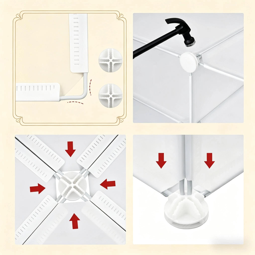 Scarpiera modulare con 10 scomparti e ante antipolvere per ingresso, in PP e metallo, bianca, 40 × 30 × 170 cm