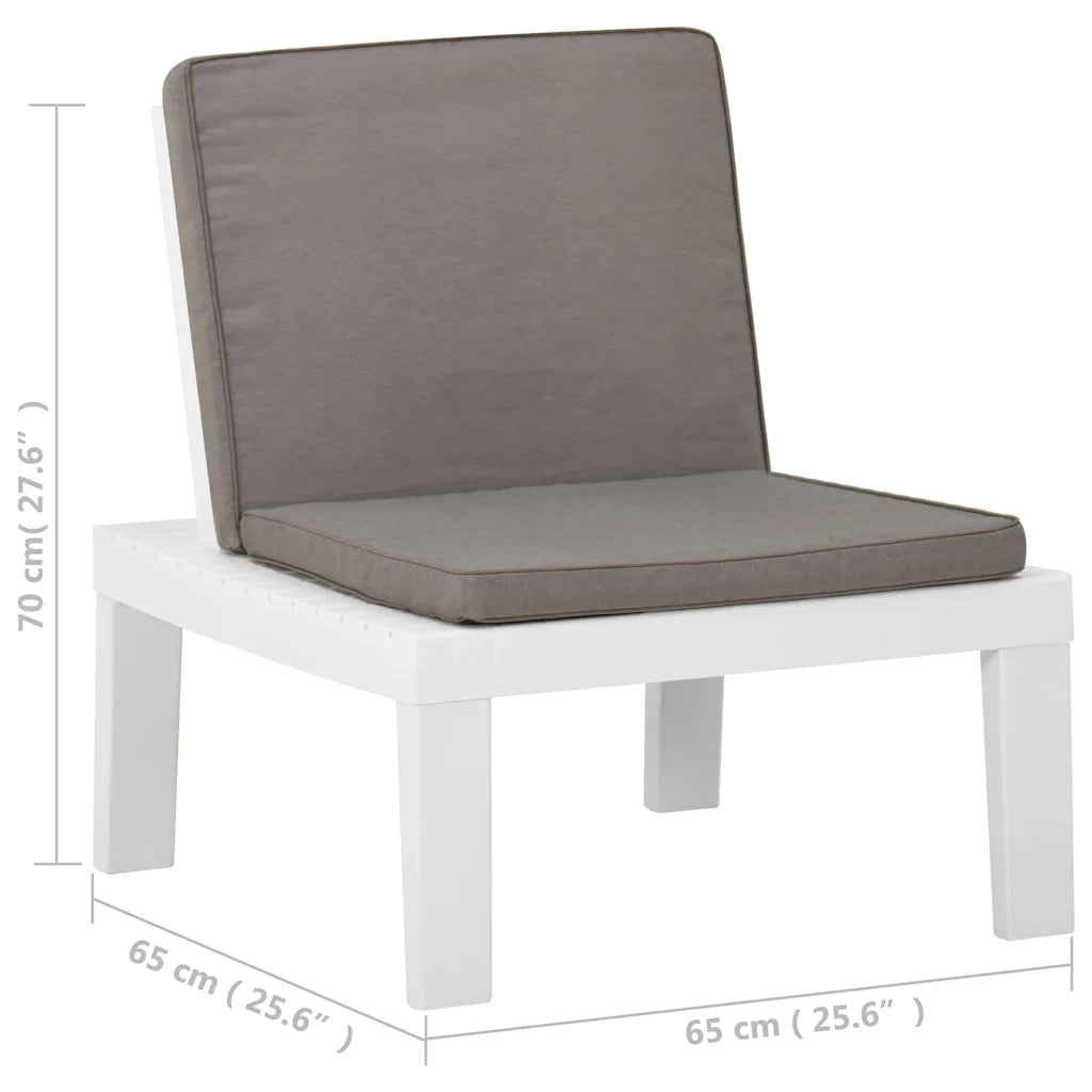 Poltroncina-Poltrona da Giardino con Cuscino in Plastica Bianca