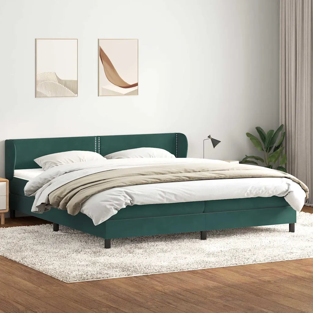 Giroletto a Molle con Materassi Verde Scuro 180x220 cm Velluto 3317496