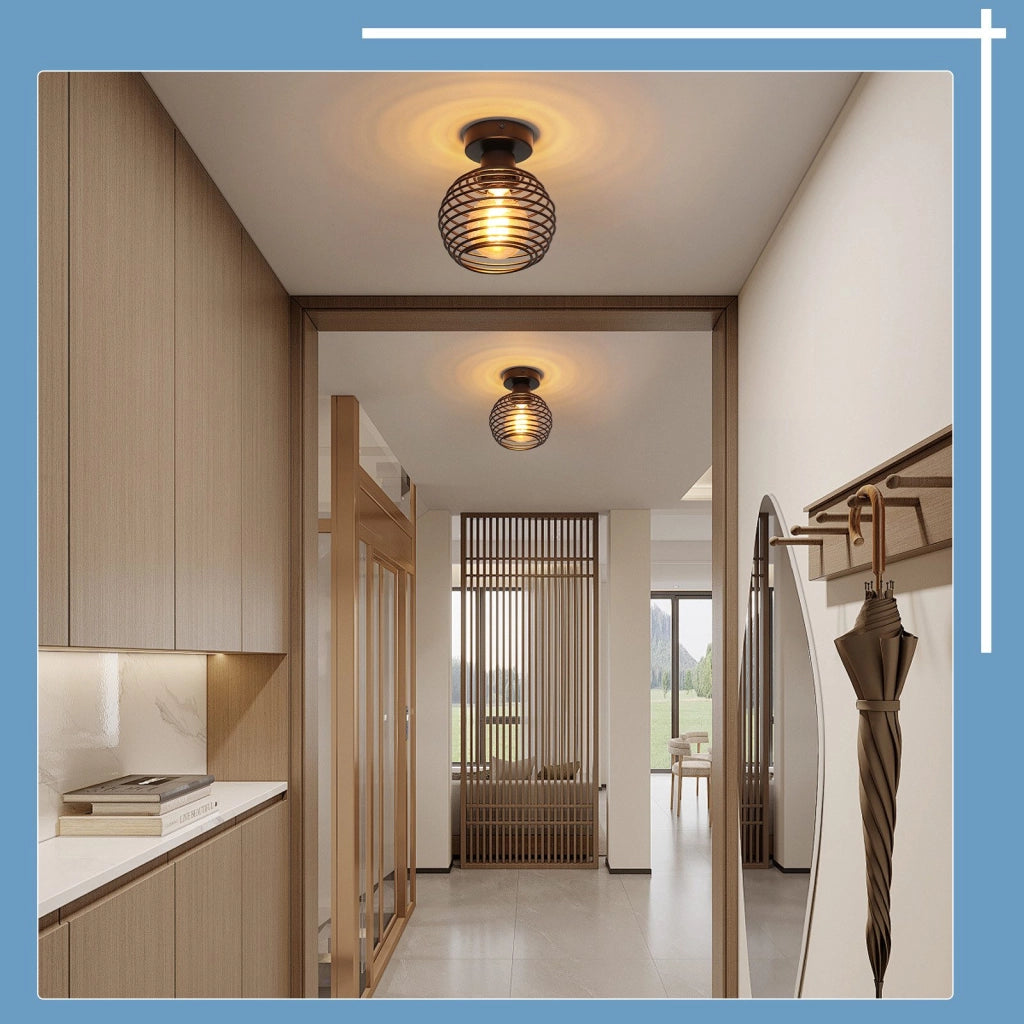 ZMH Lampada da soffitto plafoniera retrò nera E27 max 40W per corridoi scale