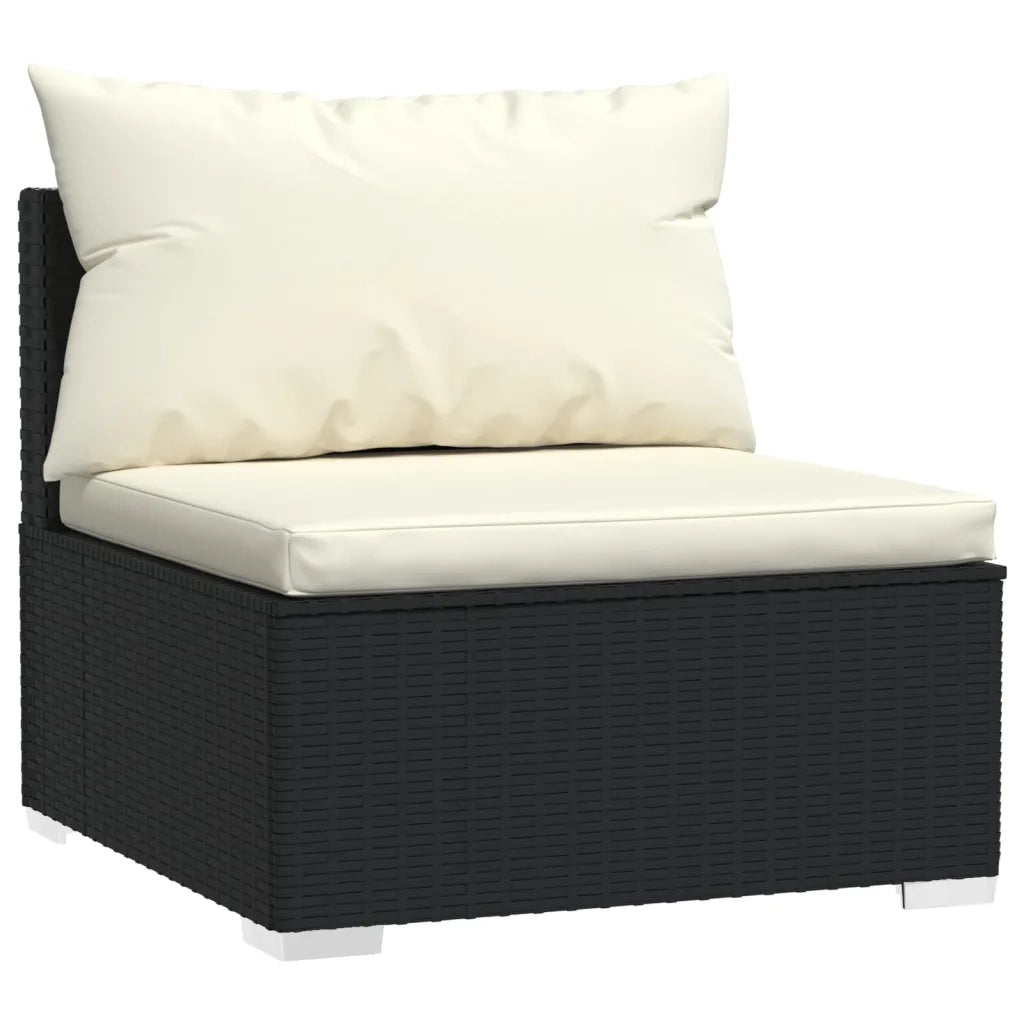 Set Divani da Giardino 5 pz con Cuscini in Polyrattan Nero 3101607