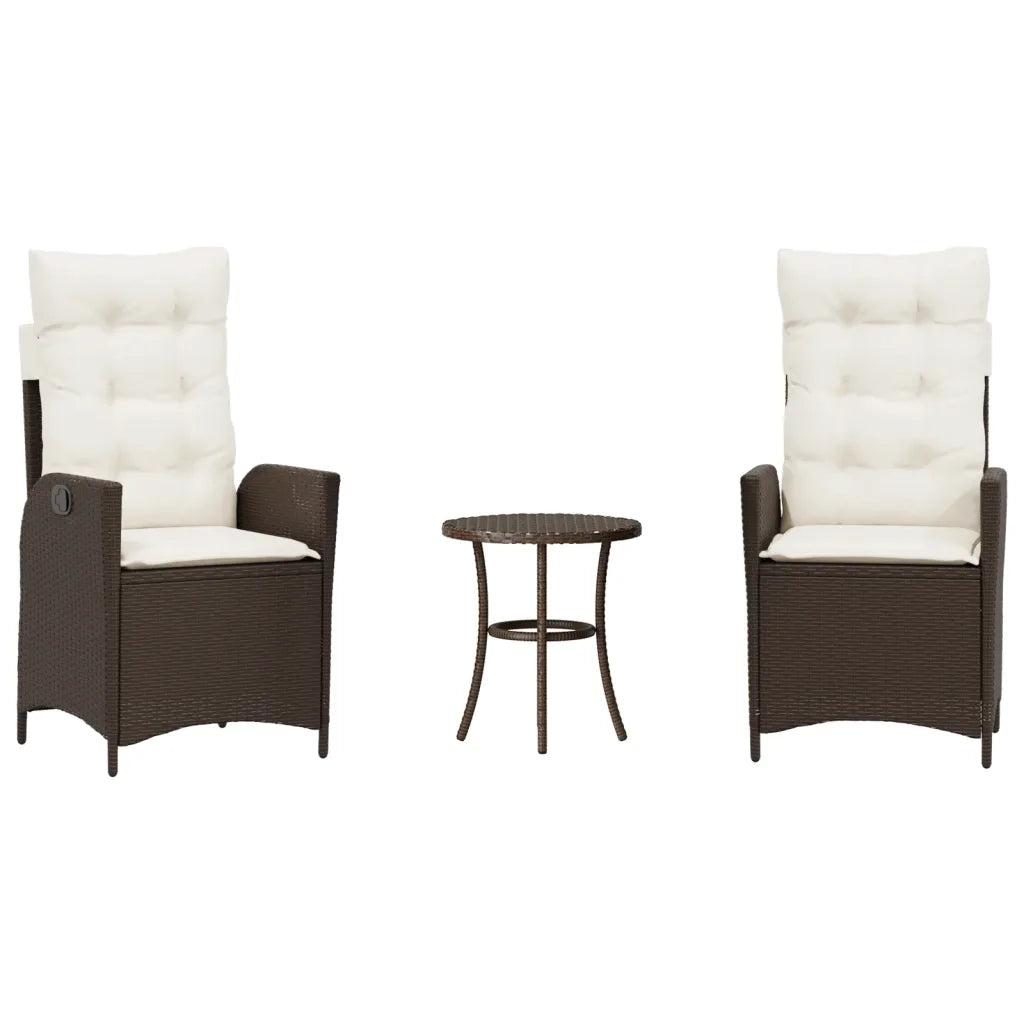 Set Bistrò 3 pz con Cuscini Marrone in Polyrattan 365274