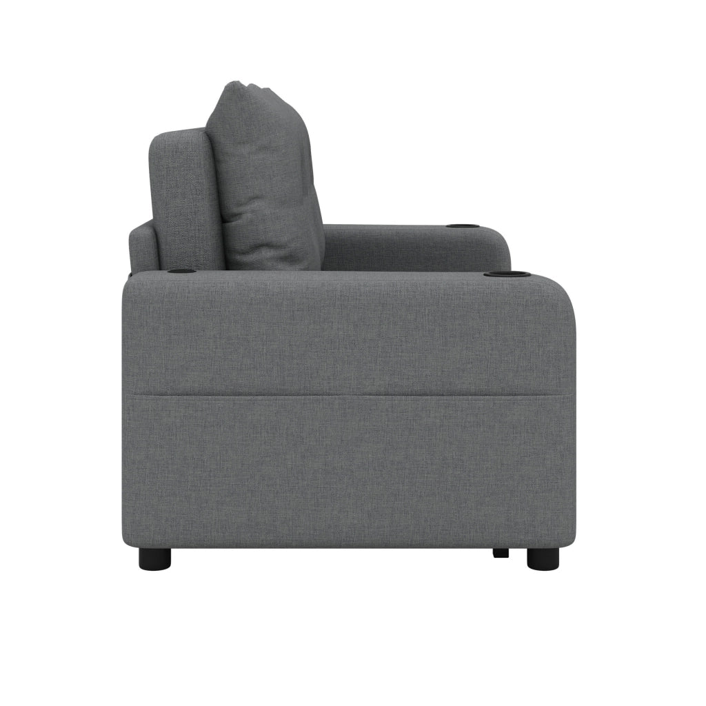 Divano letto estraibile 3 in 1 131x81x94 cm con USB-C in tessuto grigio