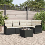 Set Divano da Giardino con cuscino 6 pcs Nero Poly Rattan