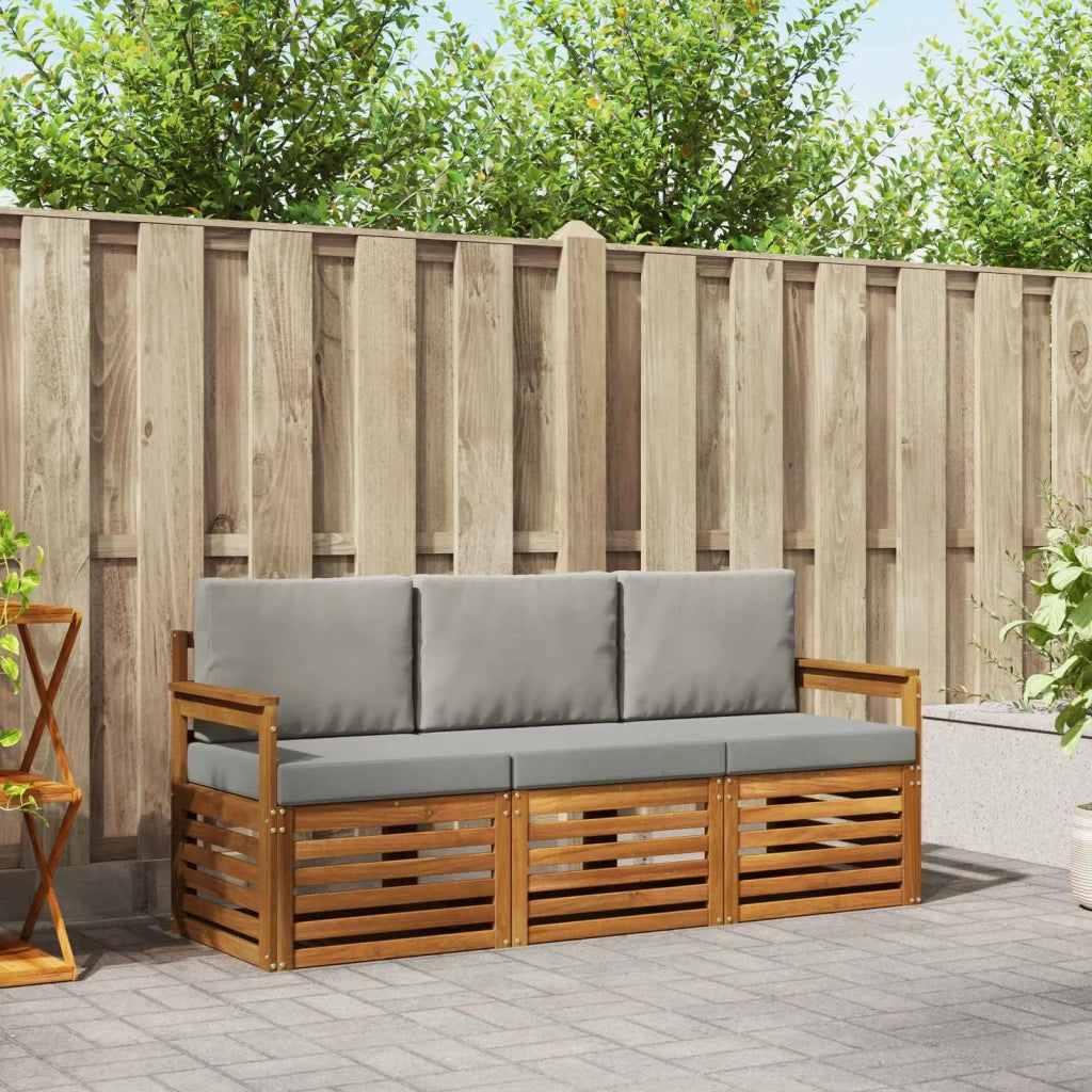 Set divani con cuscino 3 pcs Grigio Naturale e Chiaro 3374276