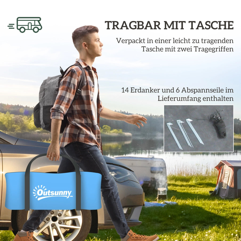 Tenda da Campeggio per 3-4 Persone Tenda Familiare Impermeabile 3000mm con 2 Vani Zona Giorno e Notte Azzurro Cielo
