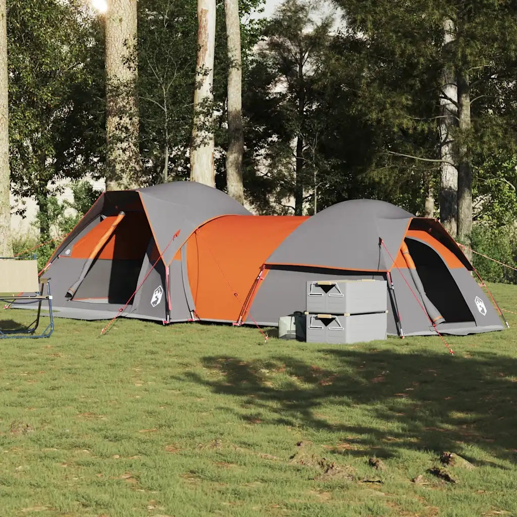 Tenda da Campeggio 5 Persone-Tenda per Escursionismo Grigio e Arancione Impermeabile 244494