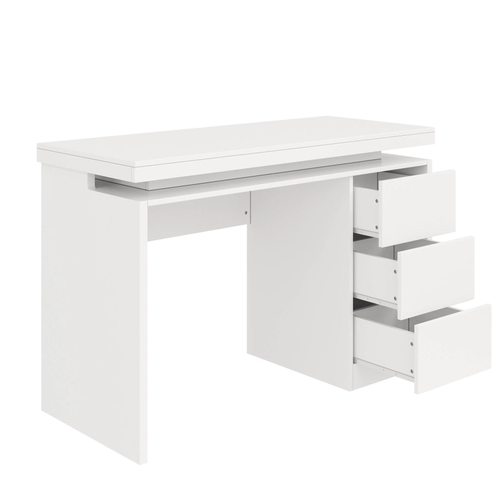 Scrivania Moderna con LED 120x50x78,5 cm, Piano Ampliato, 3 Cassetti, Gambe Rinforzate, Illuminazione Regolabile per Home Office