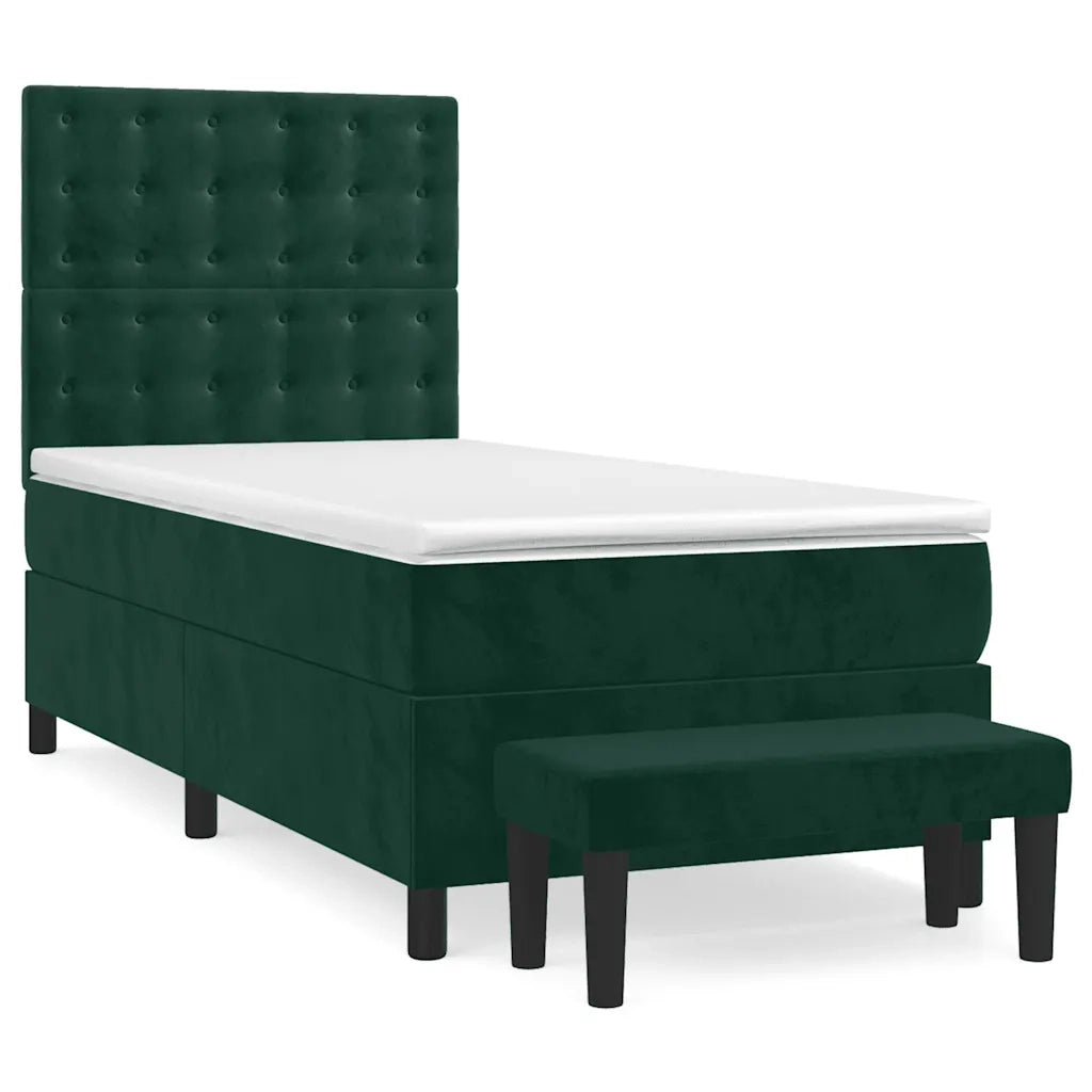 Giroletto a Molle con Materasso Verde Scuro 80x200 cm Velluto