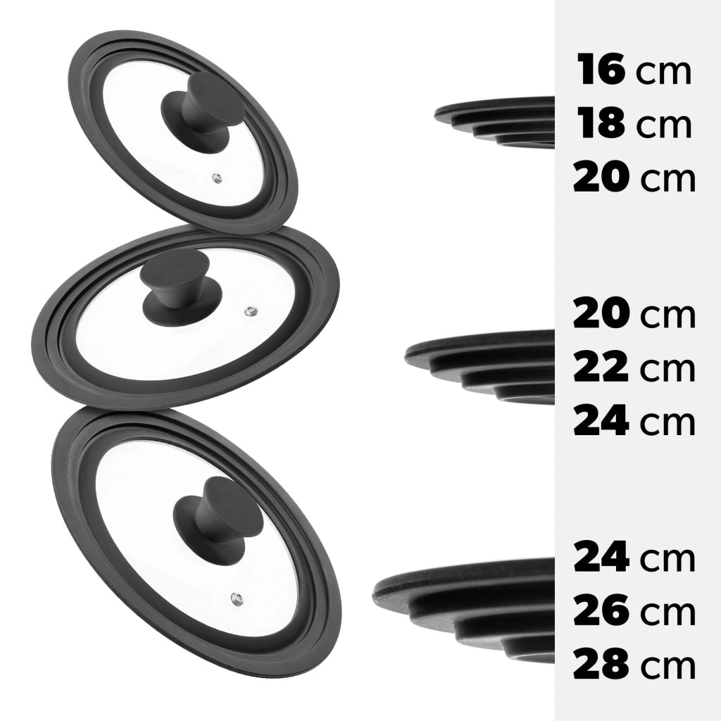 KADAX Coperchio in vetro e silicone 24/26/28 cm