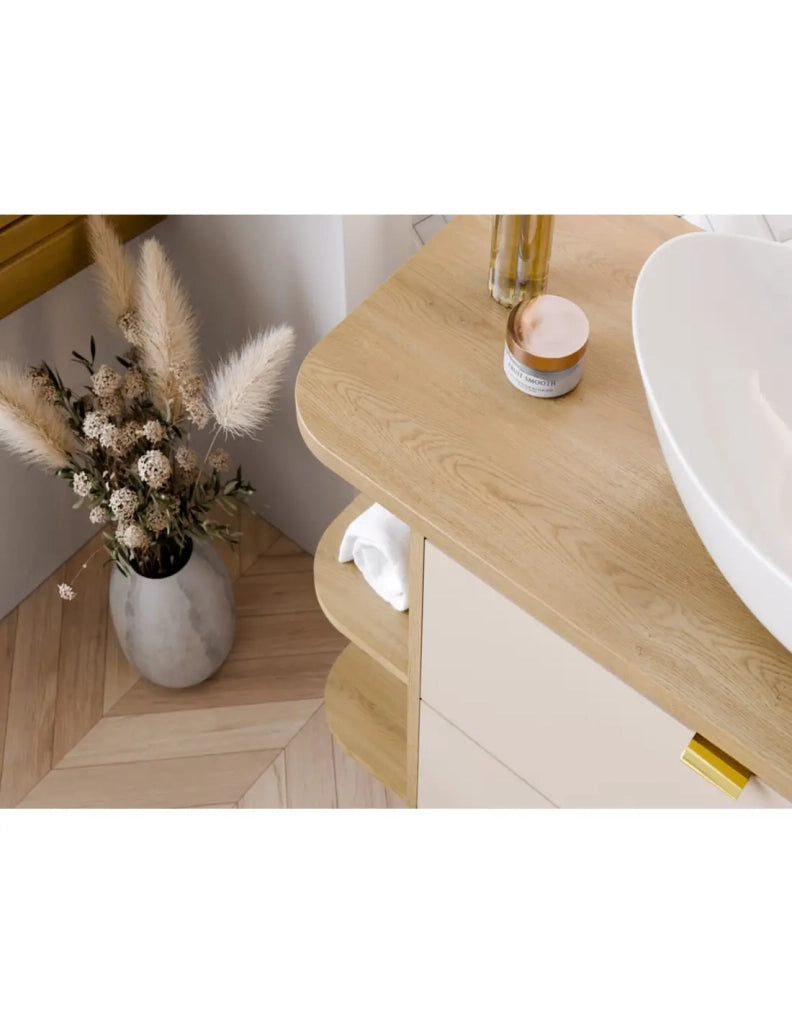 Mobile da arredo NATURA– Angolo arrotondato aperto– Colore rovere chiaro – L20 x H50 cm - Da appendere