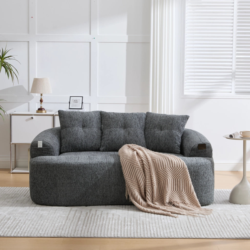 Divano 2 Posti Velluto con Cuscini ¨C MINIMAL ¨C Chenille, Design Compatto