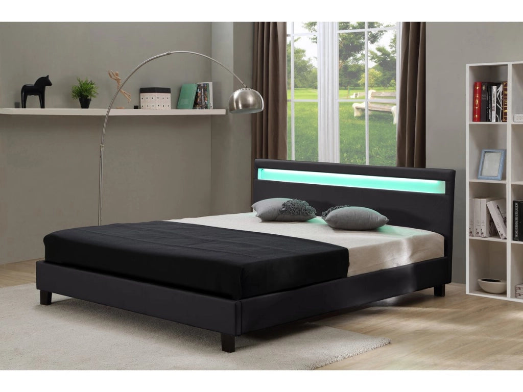 Letto con led "Maria" - 140 x 190 cm - Nero