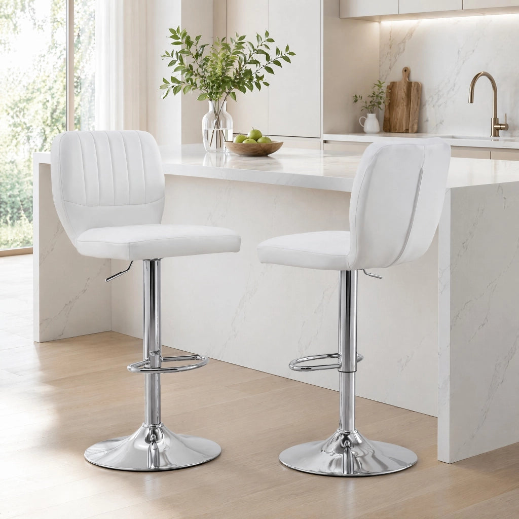 Sgabello da bar regolabile 52x45x93-114 cm metallo e PU bianco girevole