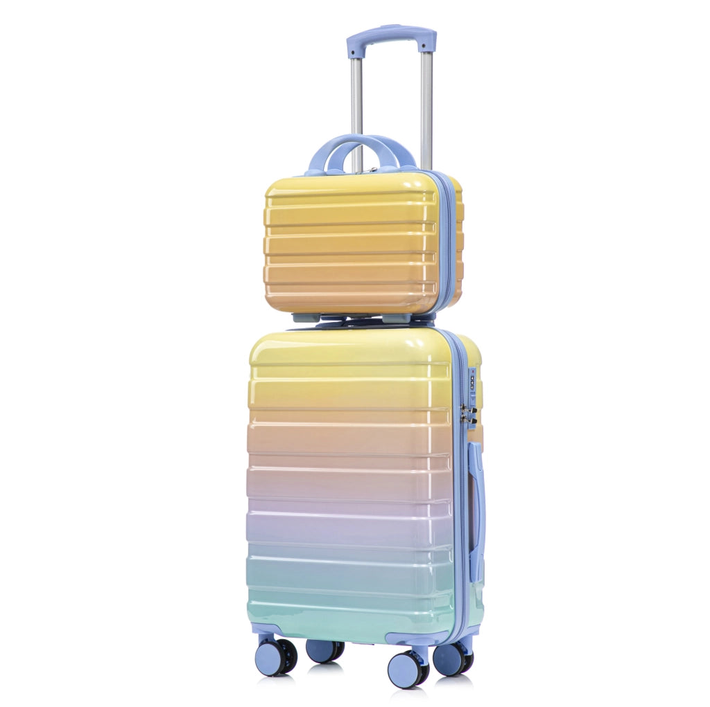Set trolley cabina 20” 36×21×55 cm in PC giallo con beauty case