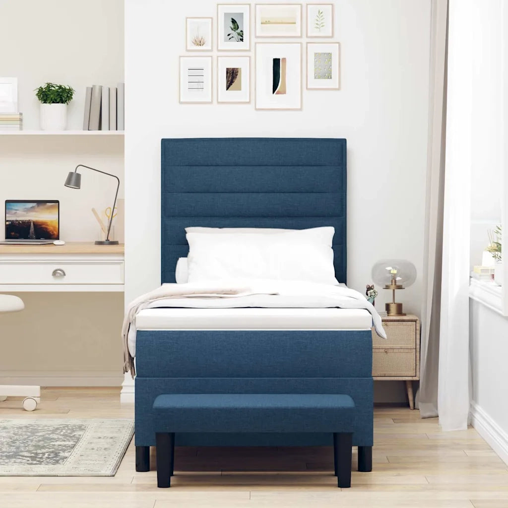 Letto a molle con materasso Blu 100 x 200 cm Tessuto
