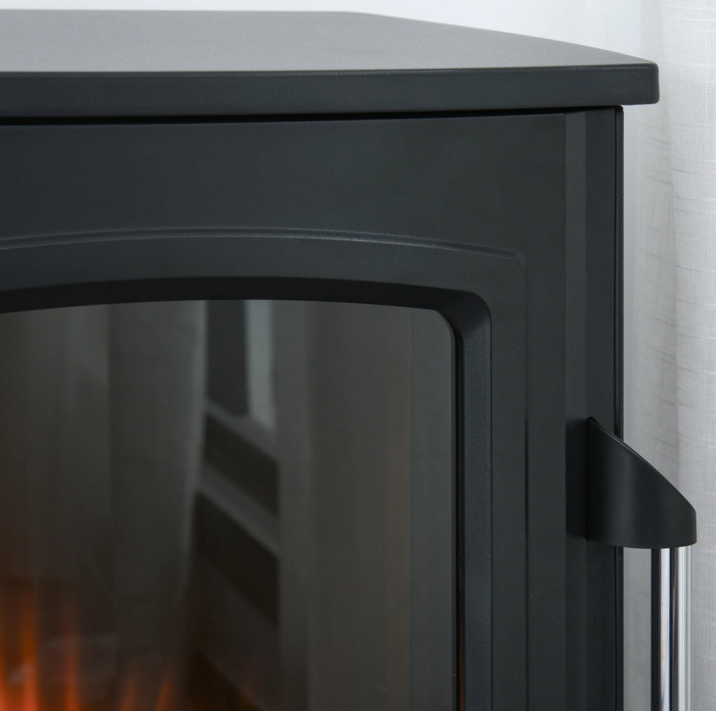 Camino Elettrico Nero con Effetto Fiamma Realistico, Termostato, 1000/2000 W, per Ambienti fino a 25 mq, 44,5x32,1x74 cm