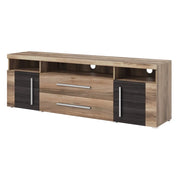 Mobile TV BRAZZA 182 cm – 2 porte, 2 cassetti – Noce satinato e nicchie visibili