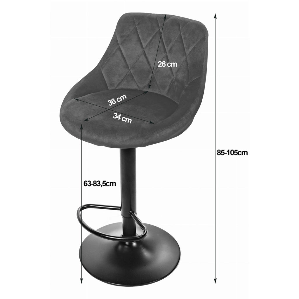 Set di 2 sgabelli da bar Kast in velluto grigio e metallo