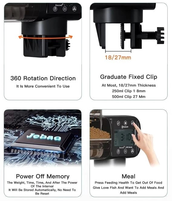 Jebao DFD-250 - mangiatoia automatica con connessione Bluetooth e display LCD