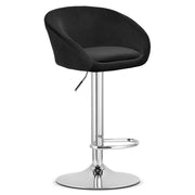 Sgabello da bar East in velluto nero con base cromata