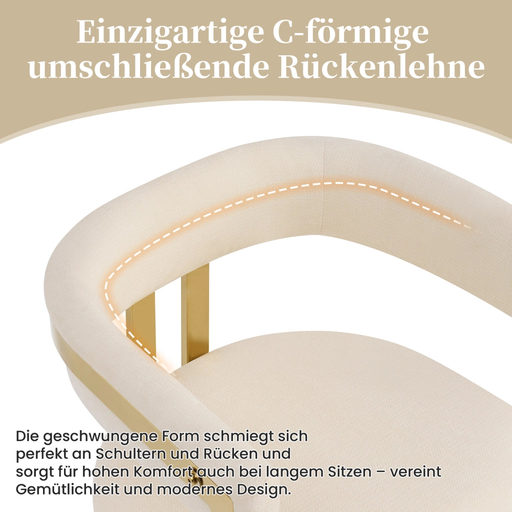 SEDIA da pranzo Set da 4 pezzi 60x50x76 cm Chenille Beige e Oro