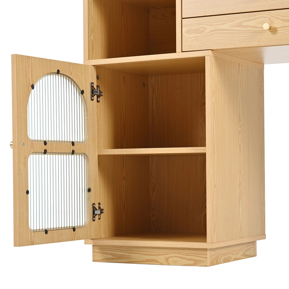 Coiffeuse con specchio LED e illuminazione 3 colori - Xylo - L120/H90/P40 cm - Legno