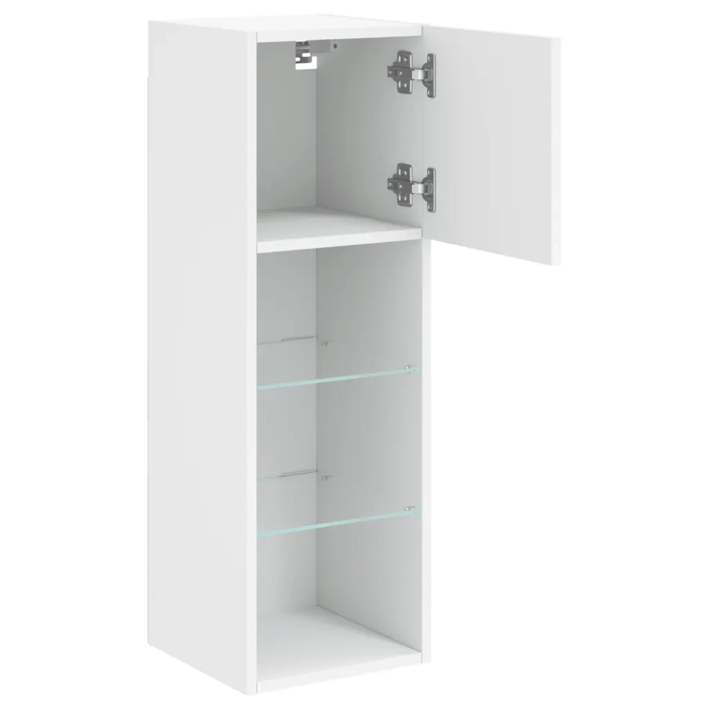 Mobili Porta TV con Luci LED 2 pz-Credenza per TV Bianchi 30,5x30x90 cm