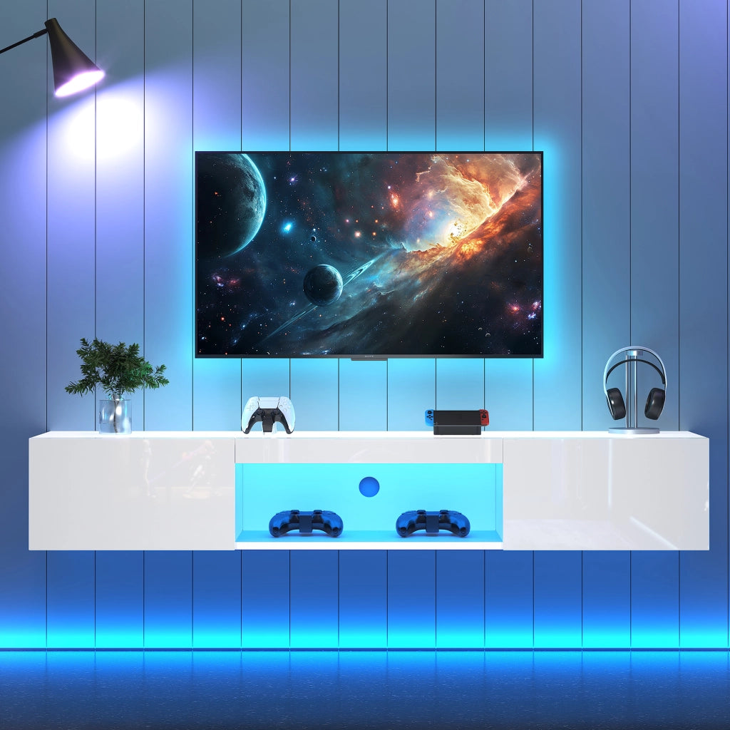 Mobile TV sospeso bianco lucido 160 cm