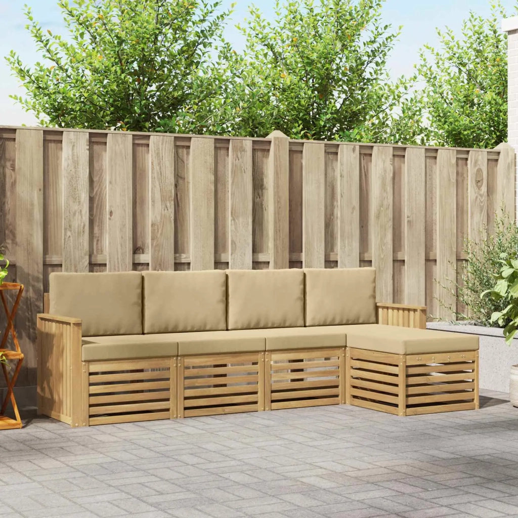Set di divani da esterno 5 pcs Bianco e Beige 3391673