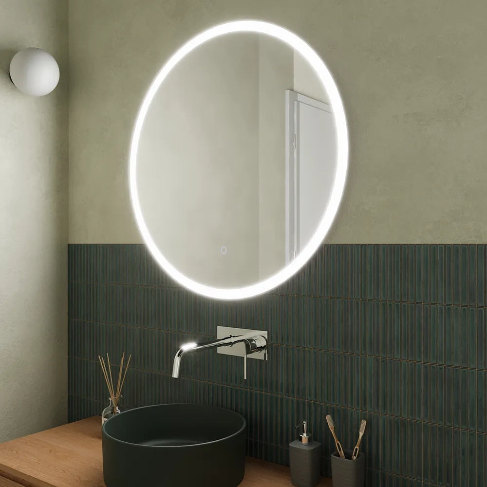 Specchio led Ø 70 cm touch screen luce calda/fredda | Beam