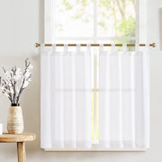 Set di vetrata in lino trasparente a metà, 2 pezzi - 65 x 90 cm per cucina e soggiorno