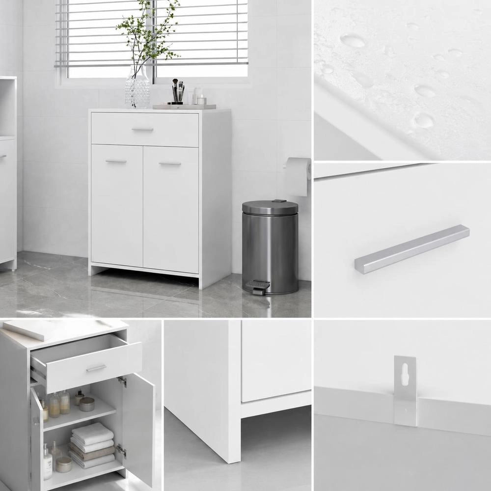 Bathroom Cabinet, White, 60x33x80 Cm, Wood-based Material