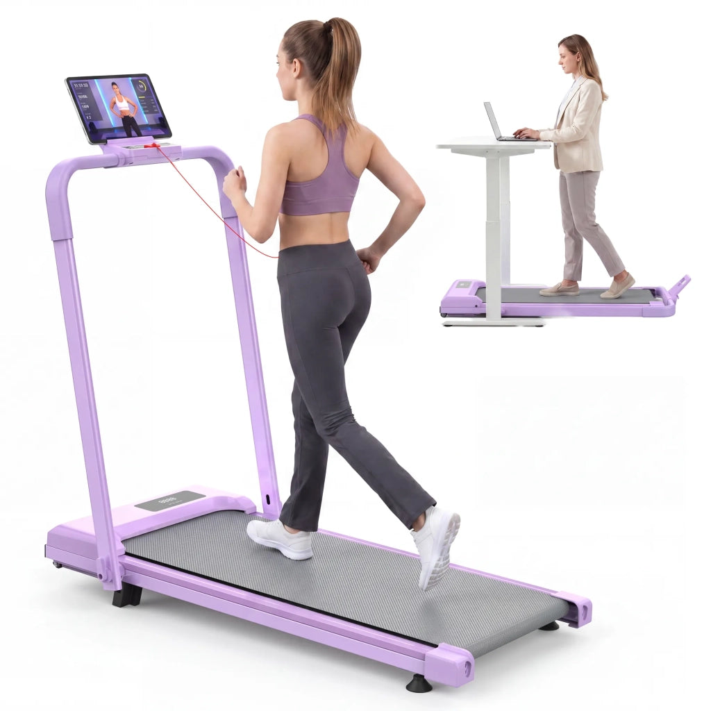 Tapis Roulant da Scrivania Compatto 2-in-1 per Camminare, Correre e Jogging, Portatile con Inclinazione, Capacità di Carico 120 kg