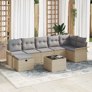 Set Divano da Giardino 8 pcs Beige e Grigio Chiaro polyrattan