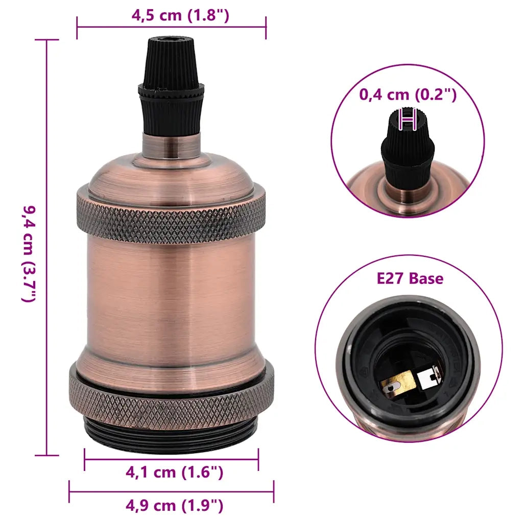Portalampade 2 pz Rosso Bronzo E27 4106524