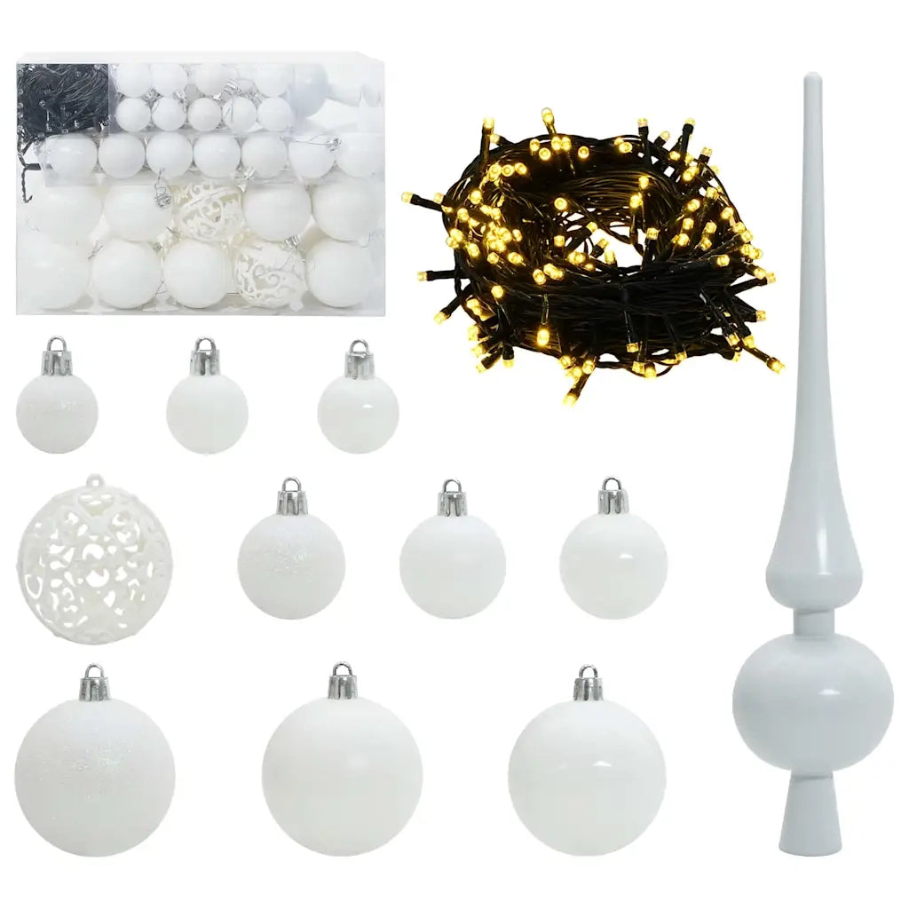 Set di Palle di Natale con 150 LED 61 pz Bianco Plastica CFW8791695