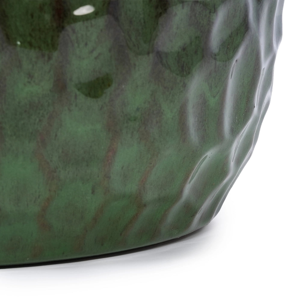 Set di 3 vasi in ceramica smaltata verde antigata con foro di drenaggio, diametri 38,1/30,5/25,4 cm, per interno ed esterno