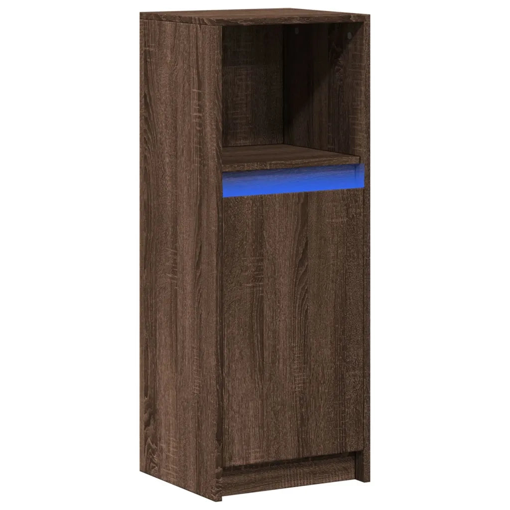 Credenza | Madia | Buffet da pranzo | Armadio da pranzo con LED Rovere Marrone 38x34x100 cm Legno Multistrato
