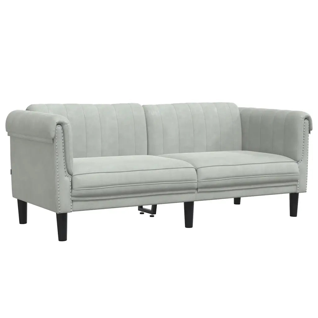 Divano a 2 Posti-Sofa 2 Posti Grigio Chiaro in Velluto