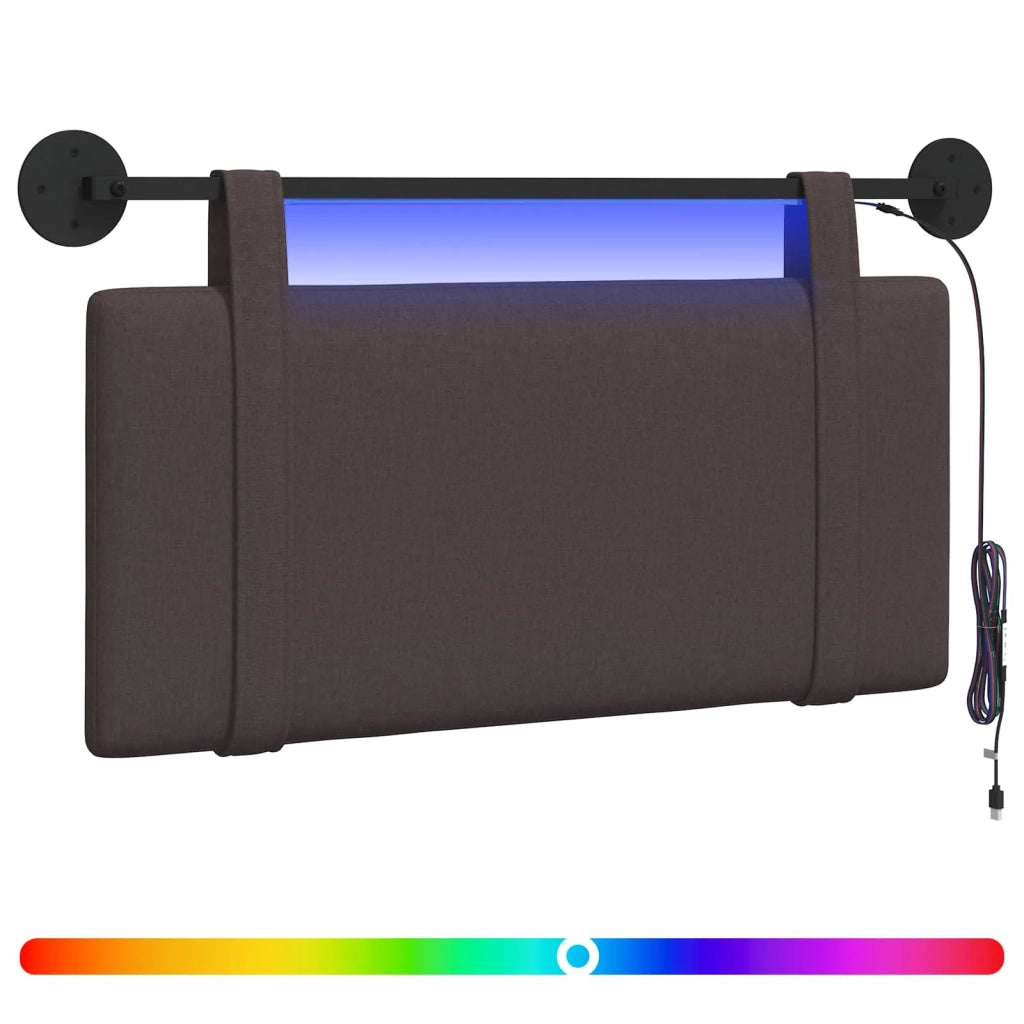 Testiera sospesa Con luce LED Marrone Scuro Tessuto 3423821