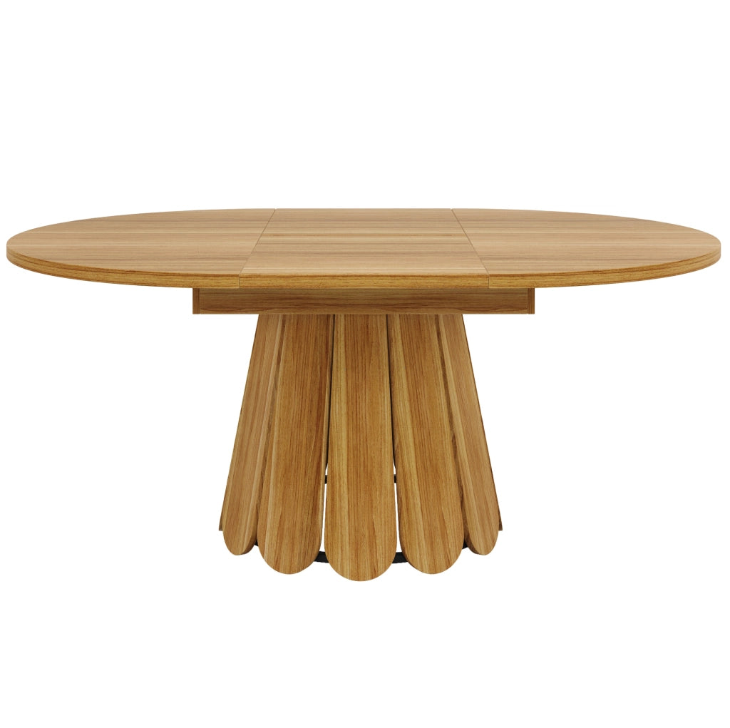 Tavolo da pranzo allungabile ULEVR 118-158x118x76,8 cm in MDF e metallo, marrone