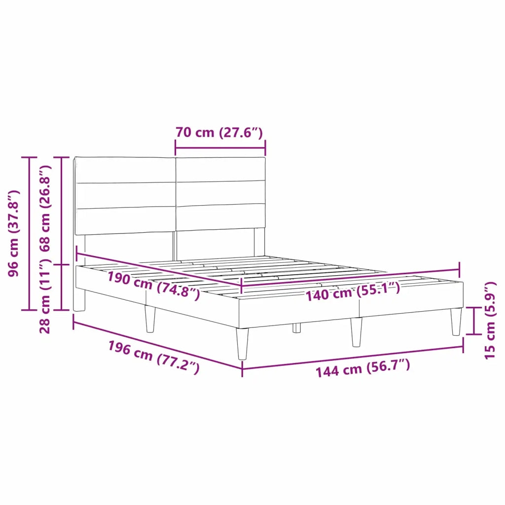 Struttura del letto con testiera-Giroletto Tortora 140 x 190 cm Tessuto 898735
